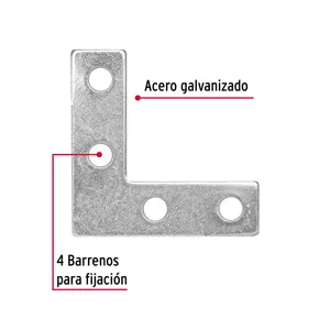 Bolsa c/24 escuadras planas cantoneras 1-1/2